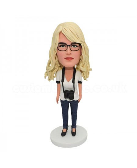 custom photographer with a camera bobblehead