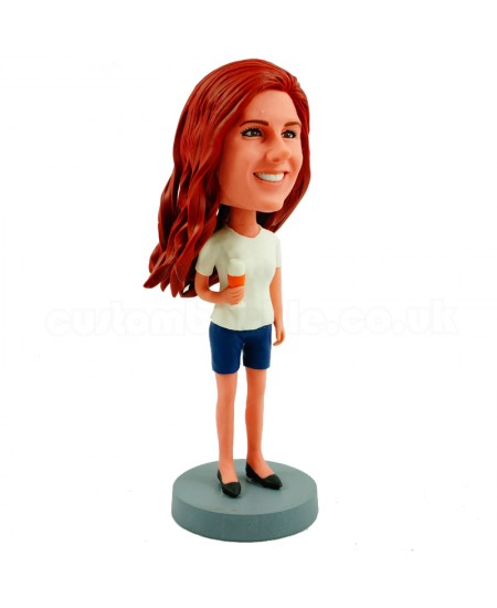casual pretty girl personalised bobblehead
