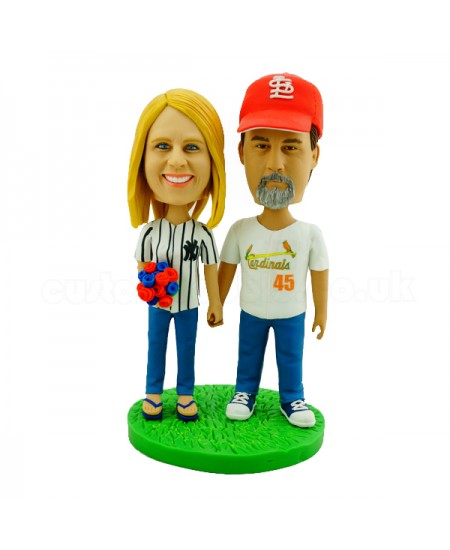 custom baseball couple bobblehead