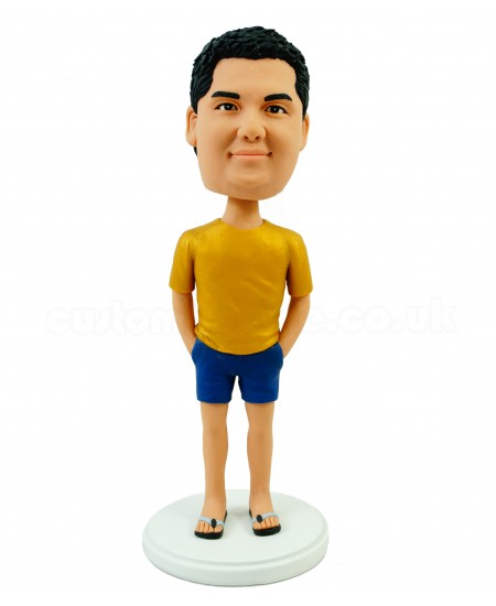 custom bobblehead casual man wear a pair of flip flops
