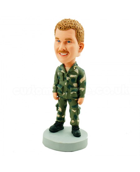 custom bobblehead wearing camouflage clothing