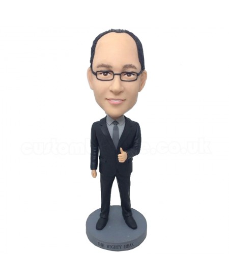 custom boss bobblehead holding the thumb