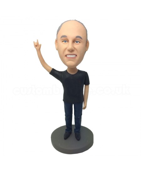 custom horns hand sign bobblehead