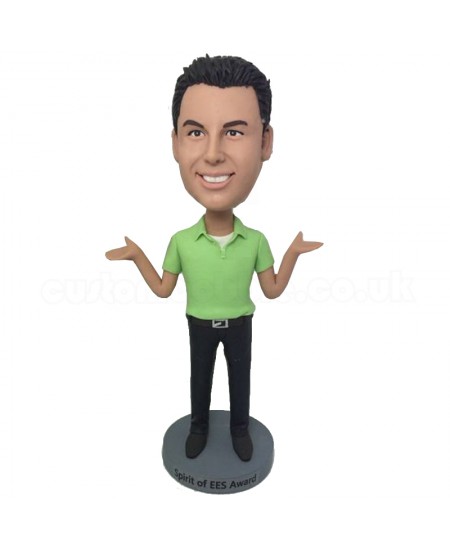 custom male bobblehead saying no problem