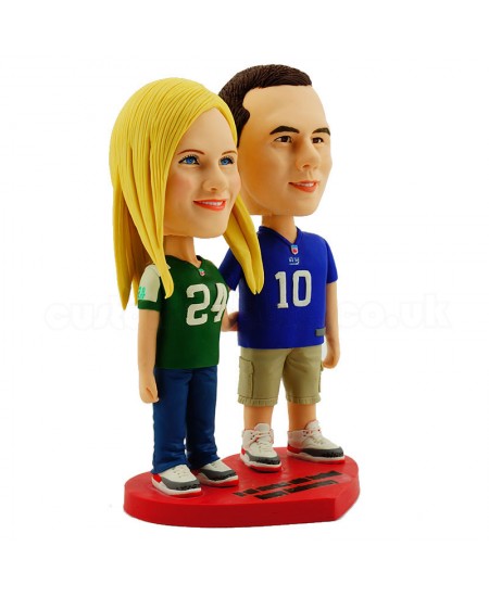 custom nfl fans couple bobblehead