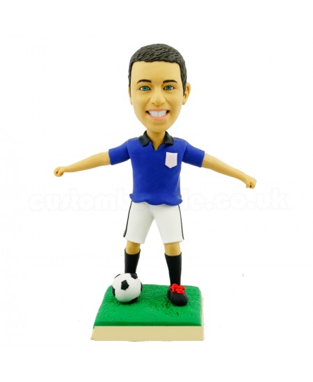 custom soccer player bobblehead dribbling the ball
