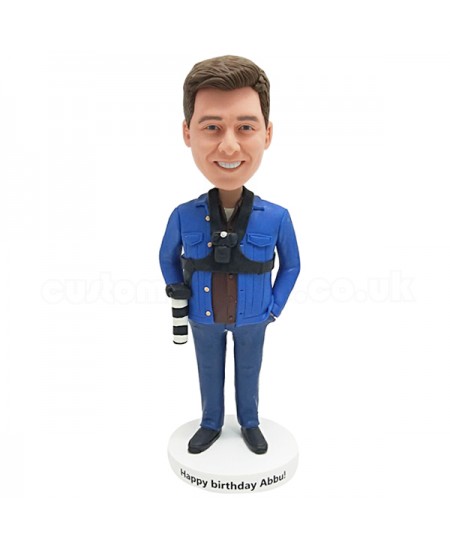 custom traveller with a camera bobblehead