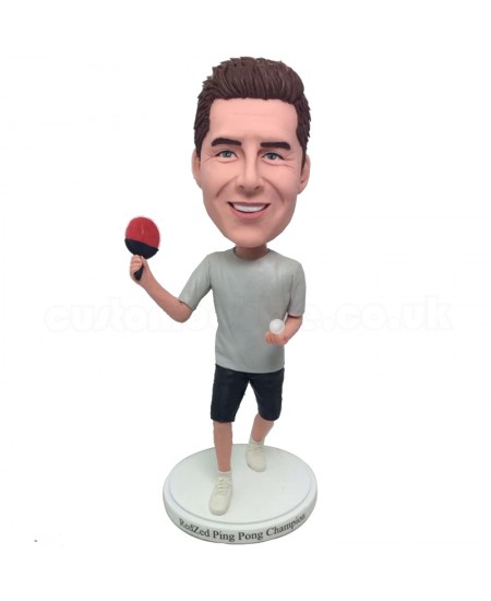 customised bobblehead playing ping pong