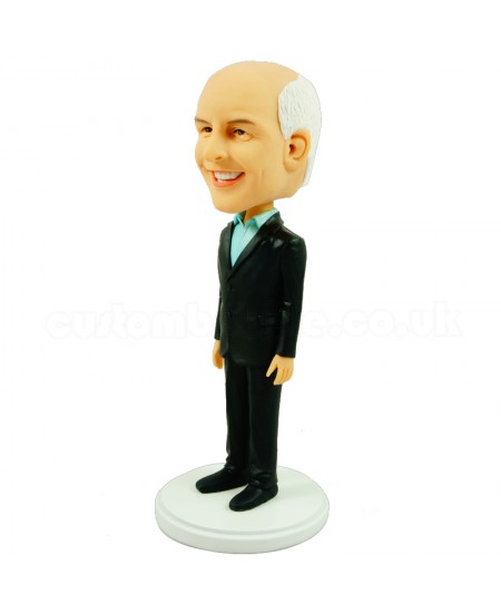 customised boss bobblehead in black suit
