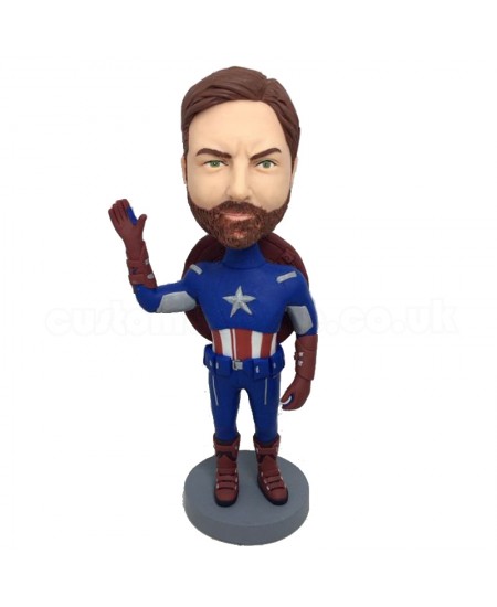 customised captain american boblehead saying hello