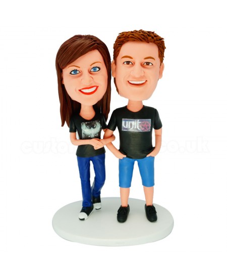 customised casual couple bobblehead doll
