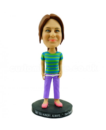 customised casual girl in colorful stripe shirt bobblehead