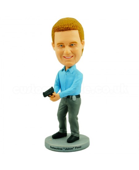 customised detective with a gun on hand bobblehead