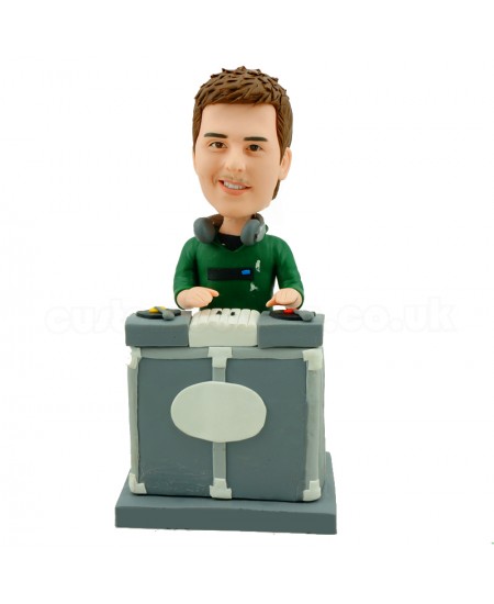 customised dj bobblehead swings the record