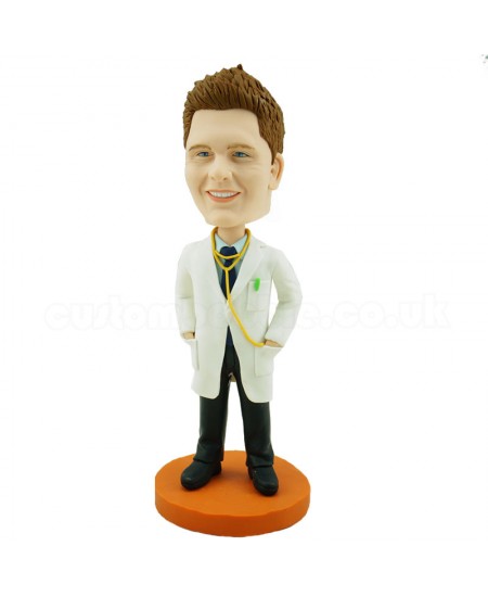 customised doctor bobblehead with stethoscope