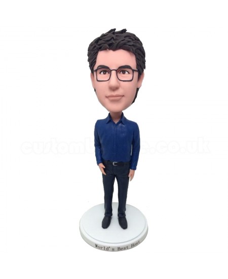 customised male colleague in blue shirt