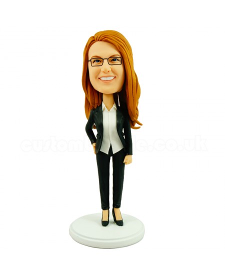 customised office slim lady bobble head doll in pencil skirts business suits