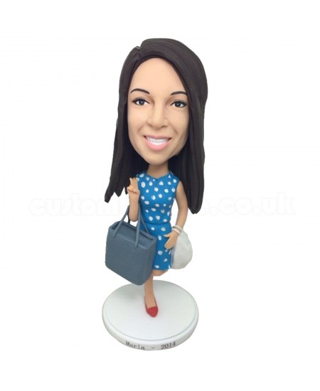 customised shopping girl bobblehead