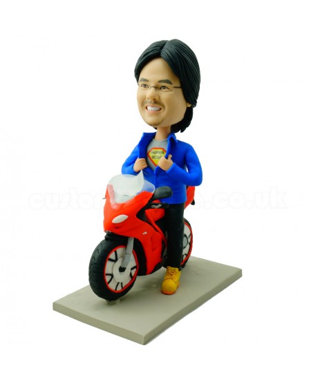 customised superhero rading a motorcyclist bobblehead