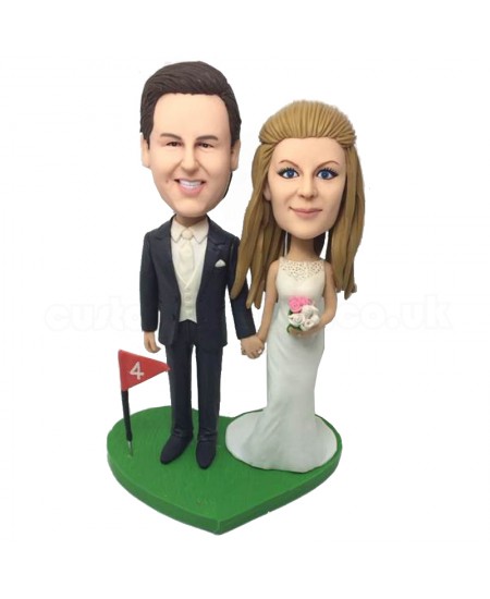 customised wedding cake topper golf flag theme