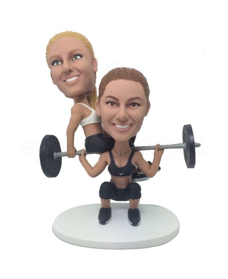 customised weightlifting female couple bobblehead