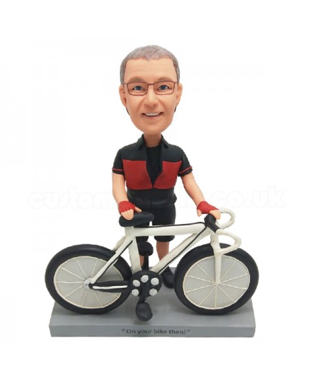 customised cyclist bobblehead in racing suit