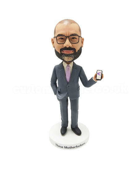 Giving a phone call businessman custom bobblehead