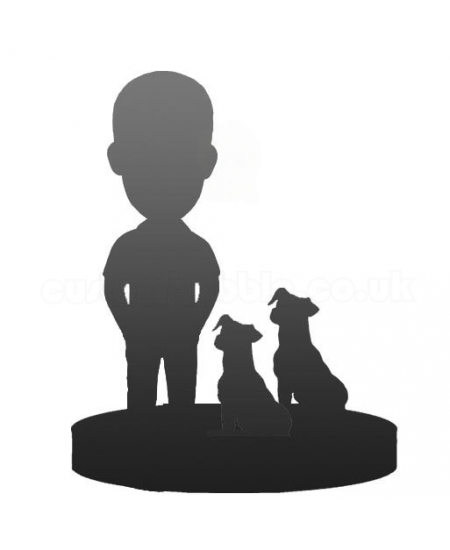 head-to-toe custom one bobblehead with two pets