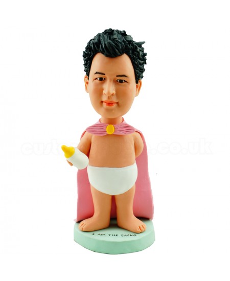 naked super boy wearing a cloak customised bobblehead