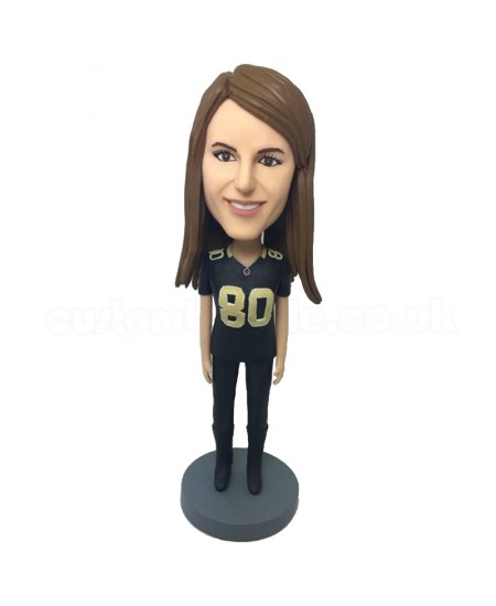 personalised american football female fan bobblehead