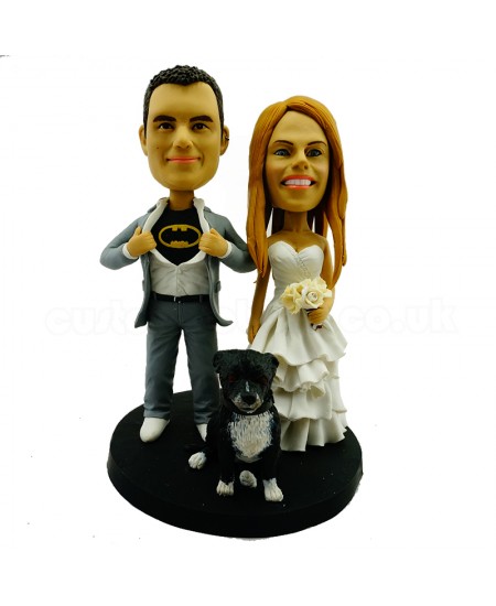 personalised batman wedding bobblehead and a dog
