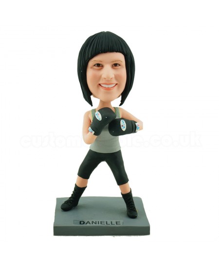 personalised boxing girl bobblehead