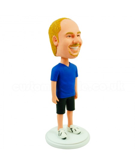 personalised casual bobblehead in blue t shirt