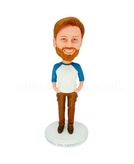 personalised casual man bobble head doll