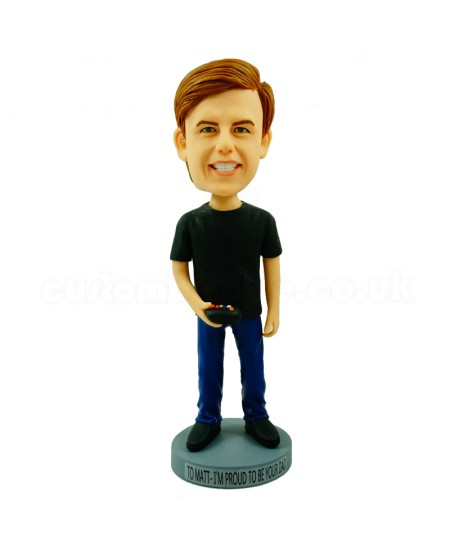 personalised gamer boy bobblehead doll