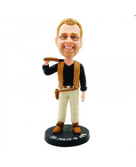 personalised hunter bobblehead carrying a gun