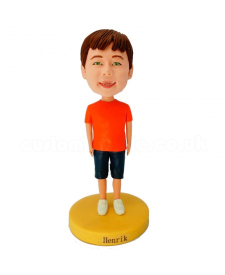 personalised kid in red t shirt bobblehead