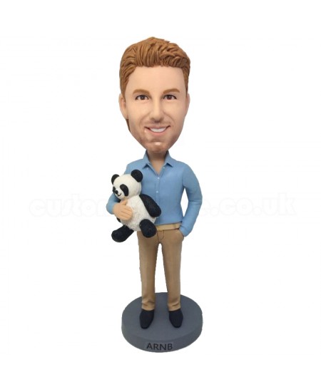 personalised male bobblehead with a panda