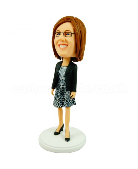 personalised office lady bobblehead in one piece dress