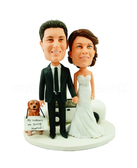 personalised wedding bobblehead with a dog and a car