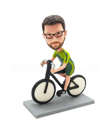 personalised cycling bobblehead wearing a racing suit