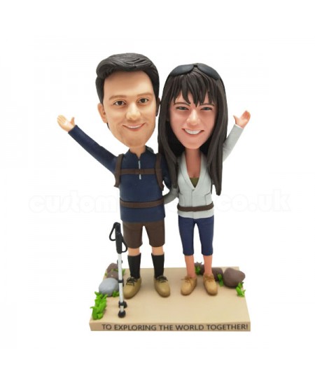personalised traveller couple bobblehead