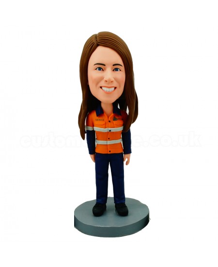 personliased female firefighter bobblehead