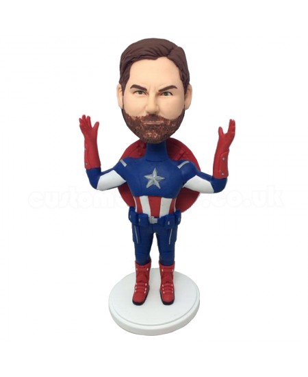raising hands personalised captain american bobblehead