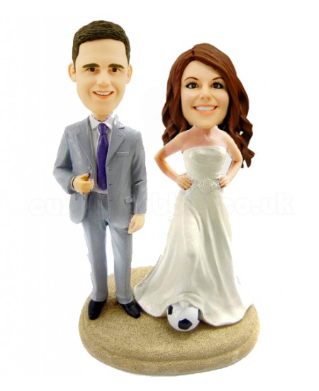 custom football fans couple bobblehead
