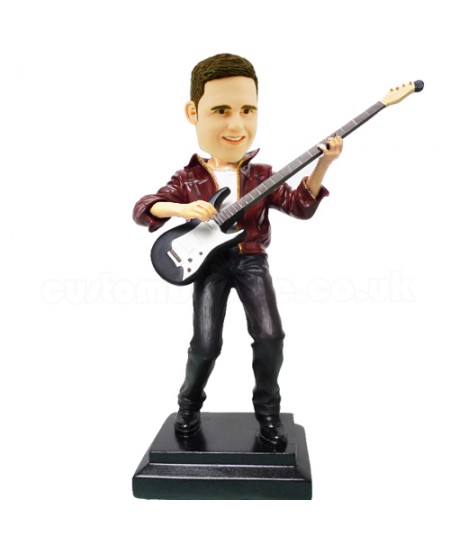 customised electric guitar player bobblehead
