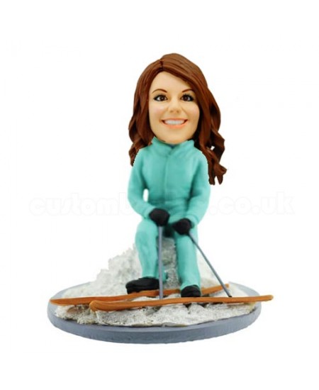 customized skiing lady bobblehead