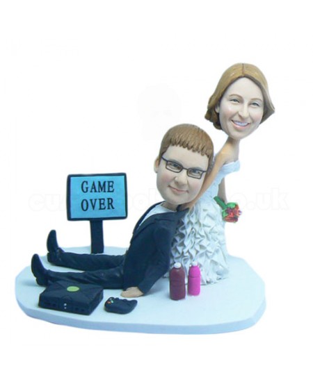game over couple wedding cake topper