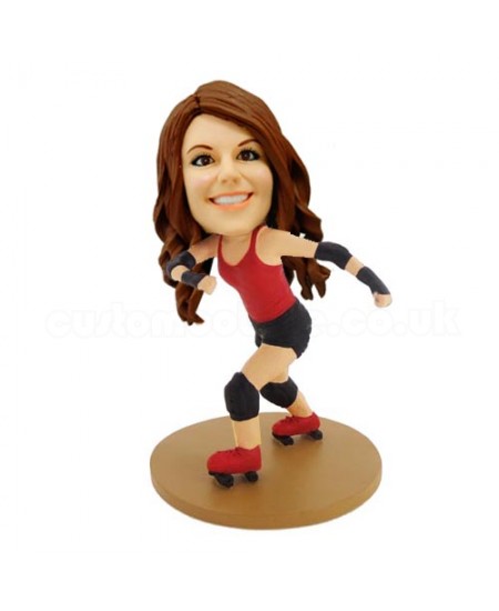 roller skates girl custom bobblehead