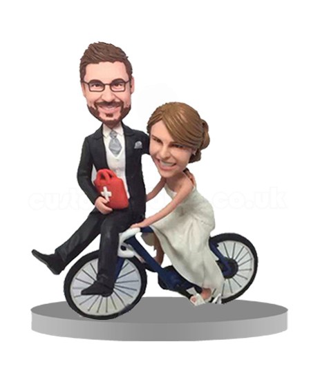 custom funny cycling couple bobbleheads